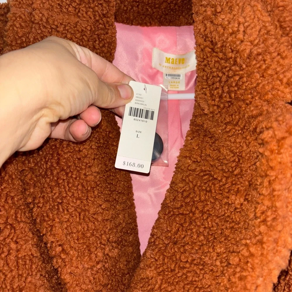 Anthropologie The Silas Sherpa Coat Women's Brown Size L NWT - Picture 7 of 9